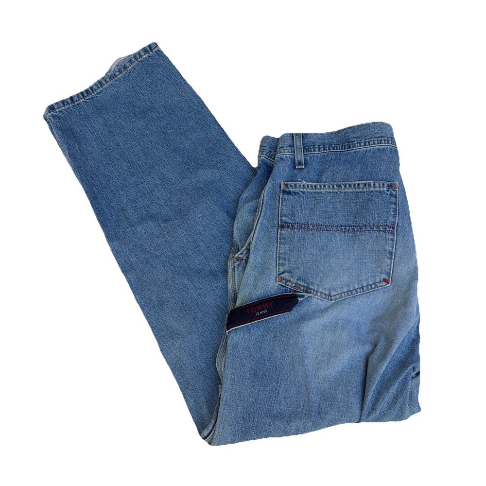 VTG Y2K Tommy Jeans Carpenter Jeans Hammer Loop Logo Flag Logo‎ Baggy 34x32 90s